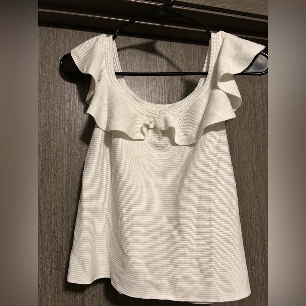 Skies Are Blue - White Ribbed Tank Top - L